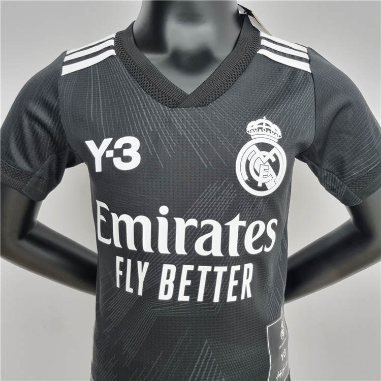 KidsYouth Real Madrid X Y3 2223 Black Soccer Football KitShirtShort -