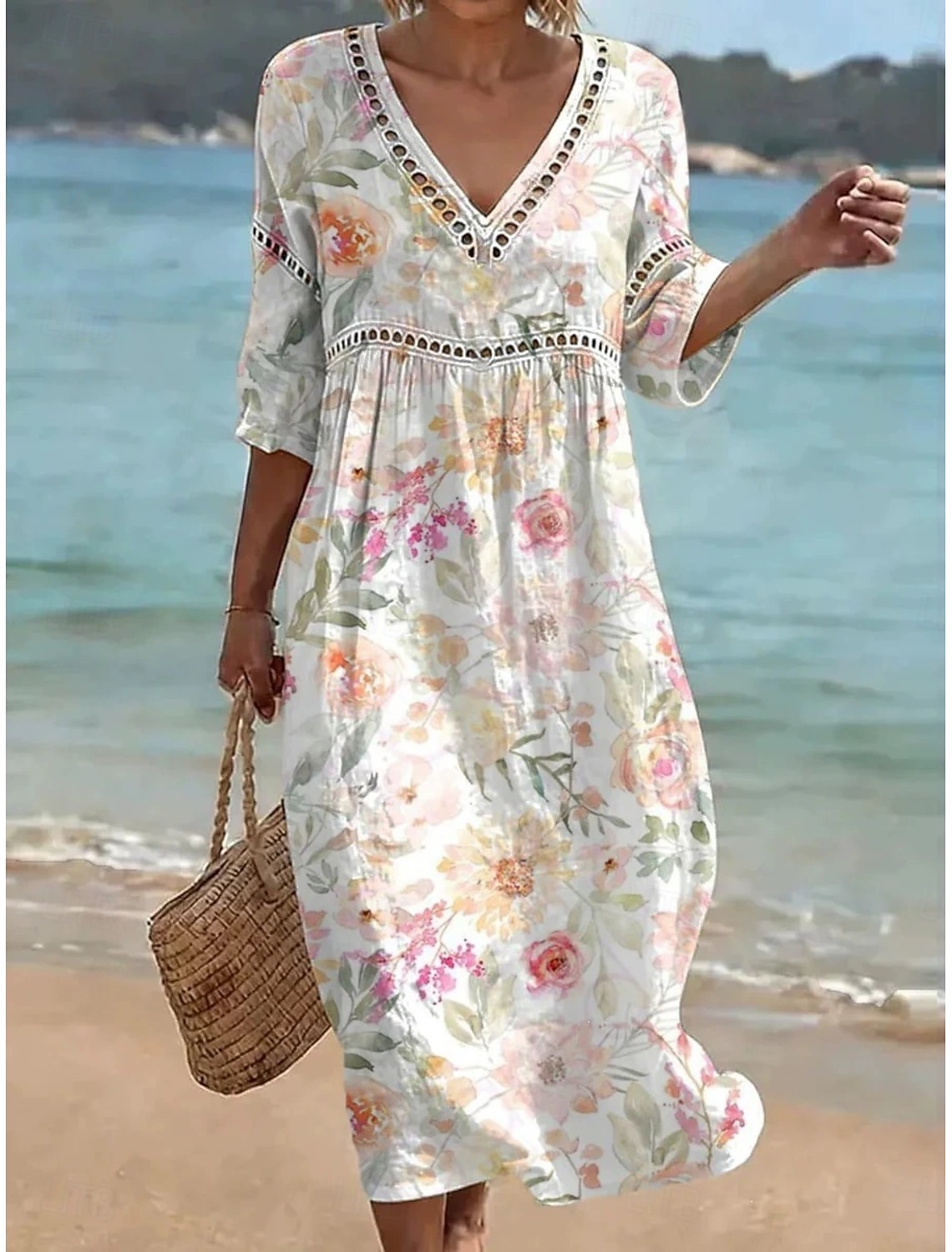 Women's Blouse Lace Solid Color Stylish Casual Short Sleeve Asymmetrical Regular Tops Casual Daily White Summer Spring