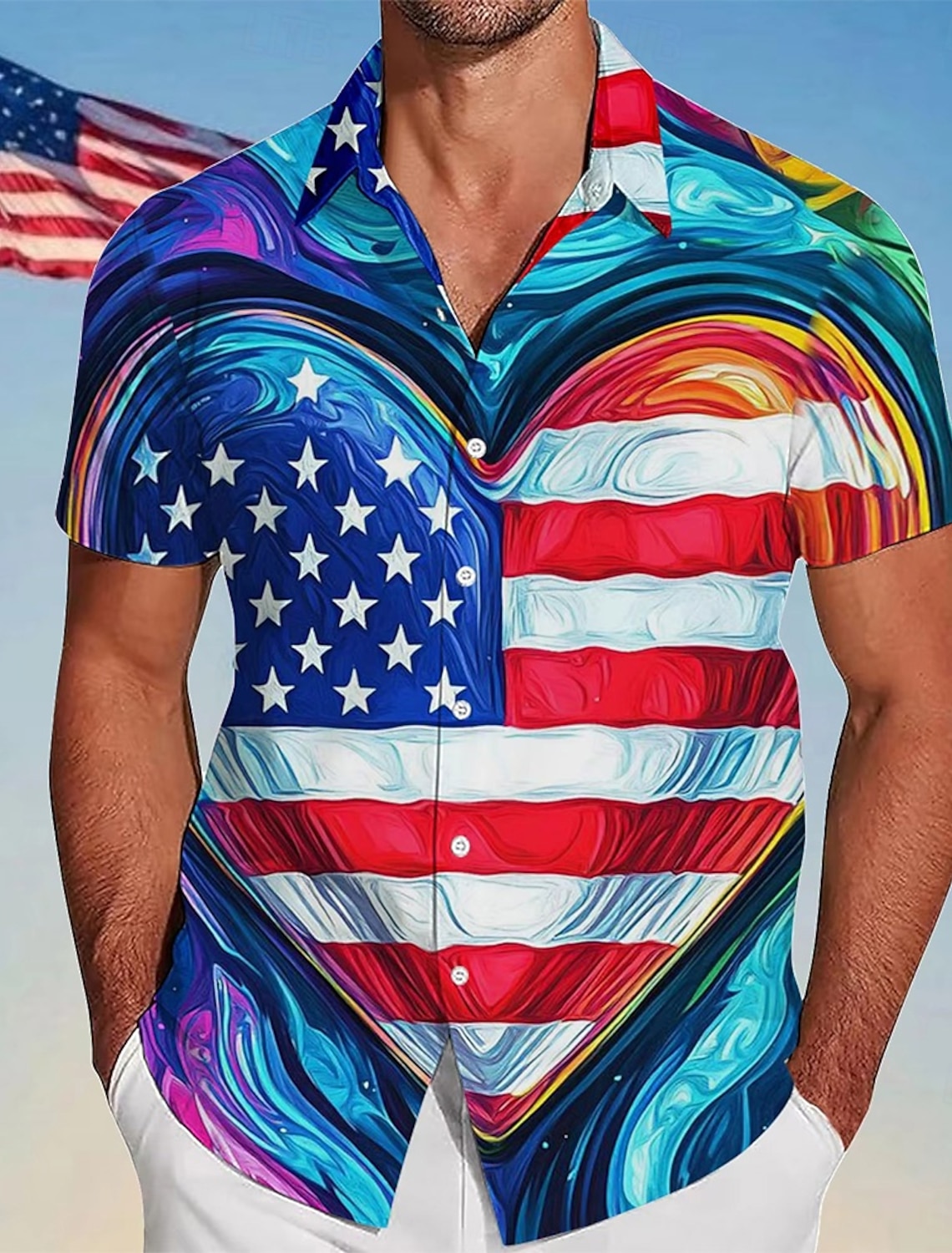 Independence Day Men's American US Flag 4th of July U.S. 250th Anniversary Patriotic Shirt Summer Shirt Button Up Shirt Short Sleeve Fashion Casual Holiday Summer Spring Turndown 3D Print Collared