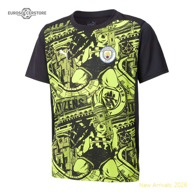 2024-2025 Man City Pre-Match Shirt (Yellow Glow) - Kids