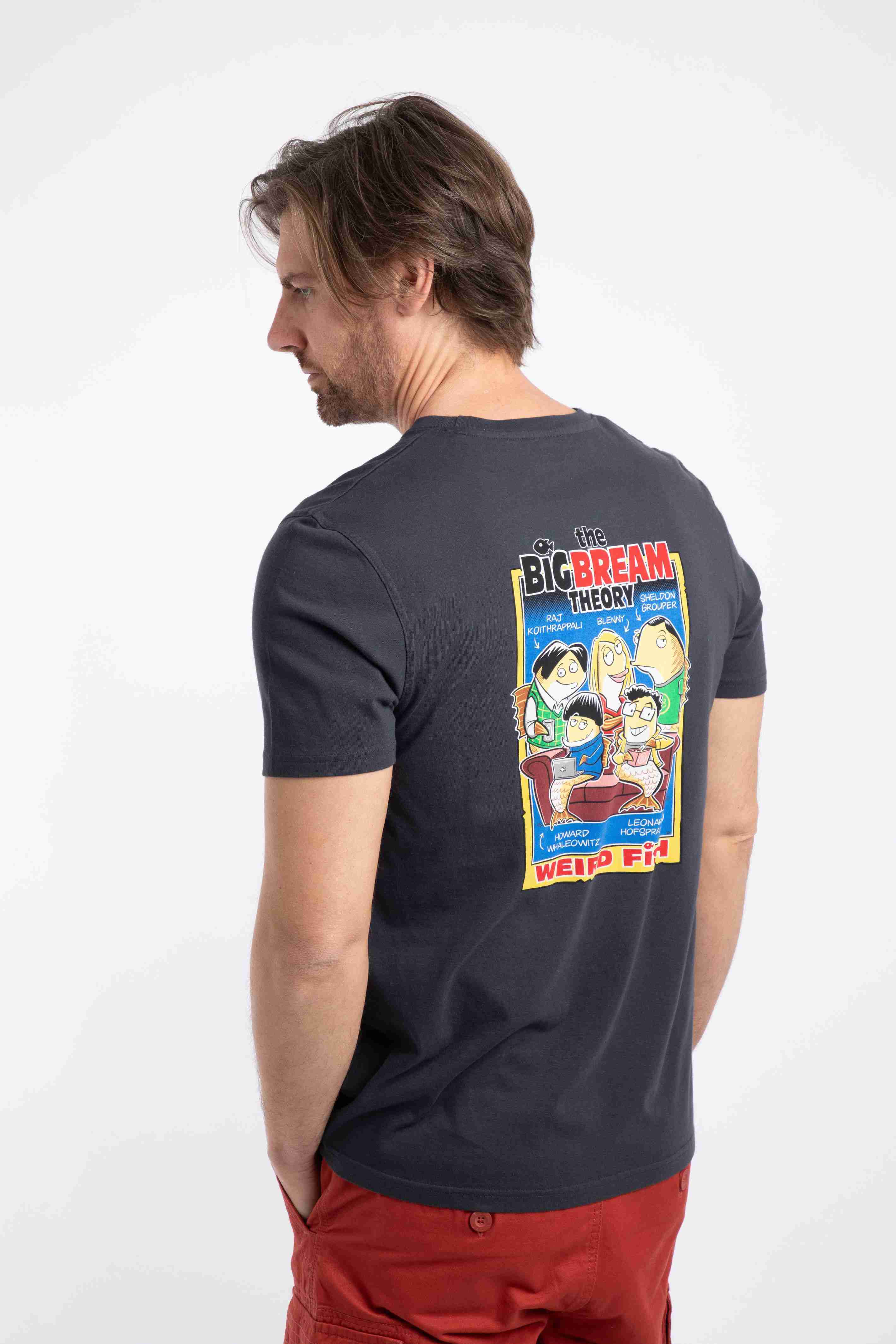 Big Bream Theory Back Print Artist T-Shirt Navy