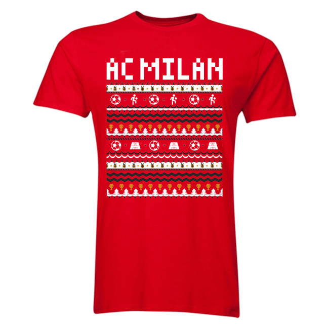 Ac Milan Christmas T-Shirt (Red) - Kids Italian Football Collection