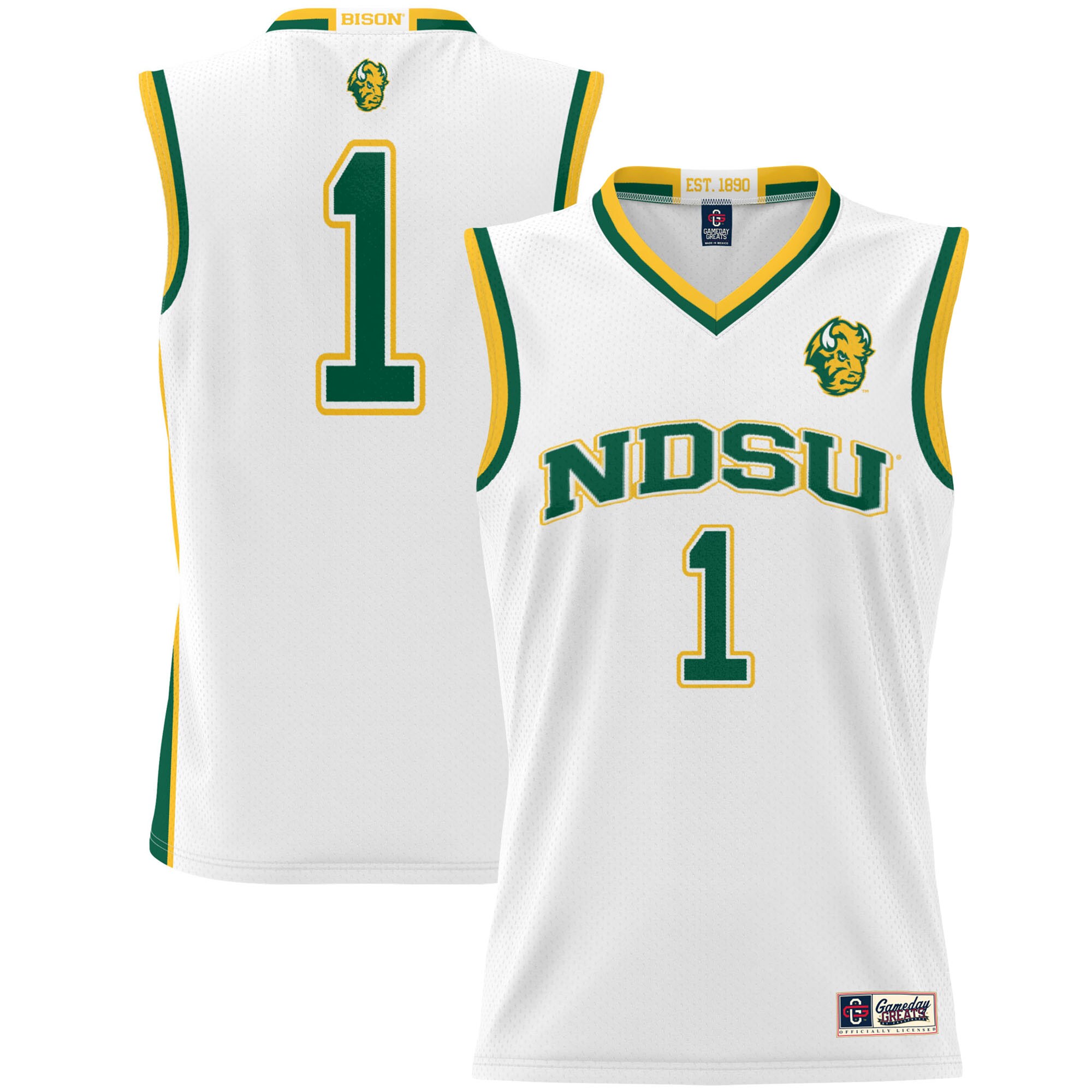 [DDG] NDSU Bison GameDay Greats Unisex Lightweight Basketball Jersey - White