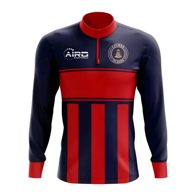 Elite Cayman Islands Concept Football Half Zip Midlayer Top (Blue-Red)