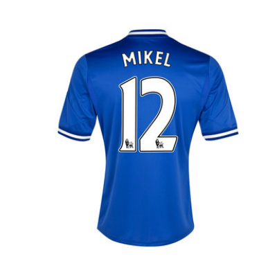 13-14 Chelsea 12 Mikel Blue Home Soccer Jersey Shirt - Official
