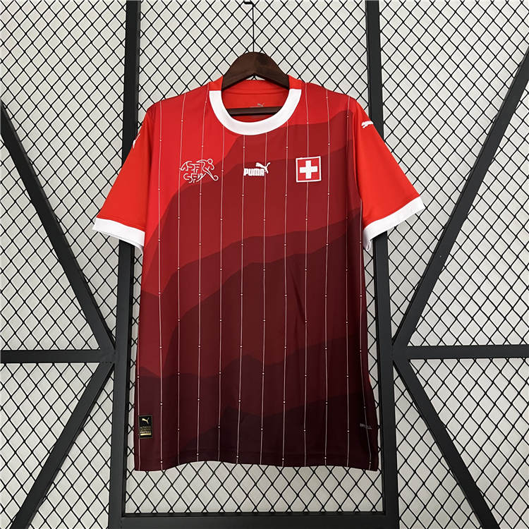 Quick Dry UEFA Euro 2024 SwitzerlandSuisse Home Red Soccer Jersey