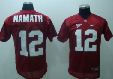 away jersey Men's Alabama Bama Namath Red #12 Red 2024 Football Jersey