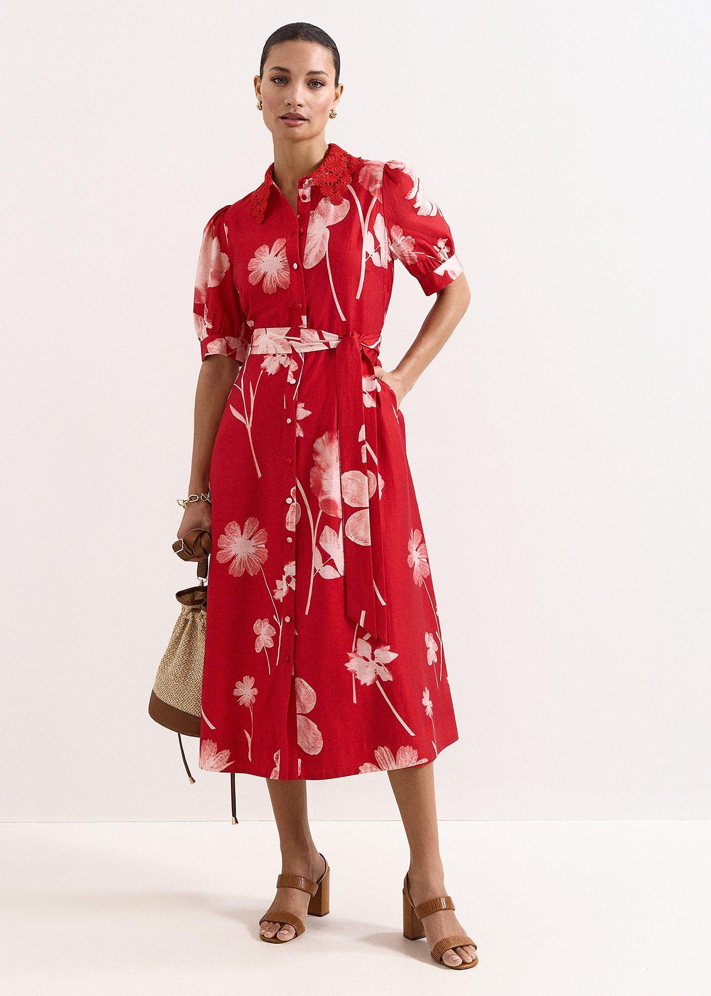 Petite Delphine Red Floral Dress