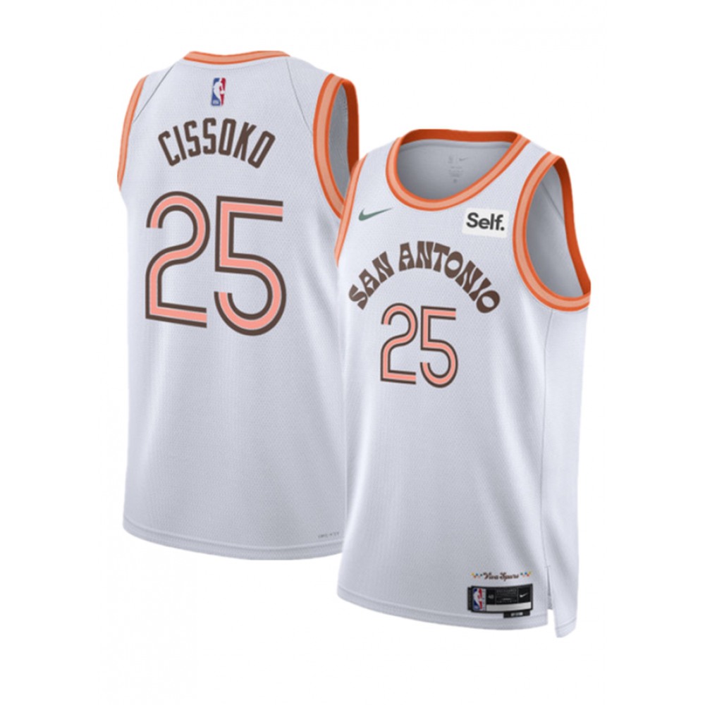 Performance Rare Men's SAS #25 Sidy White Basketball Jersey