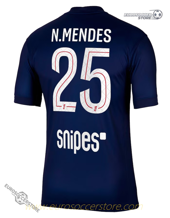 PSG Home Jersey 25-26 Version with N. Mendes #25