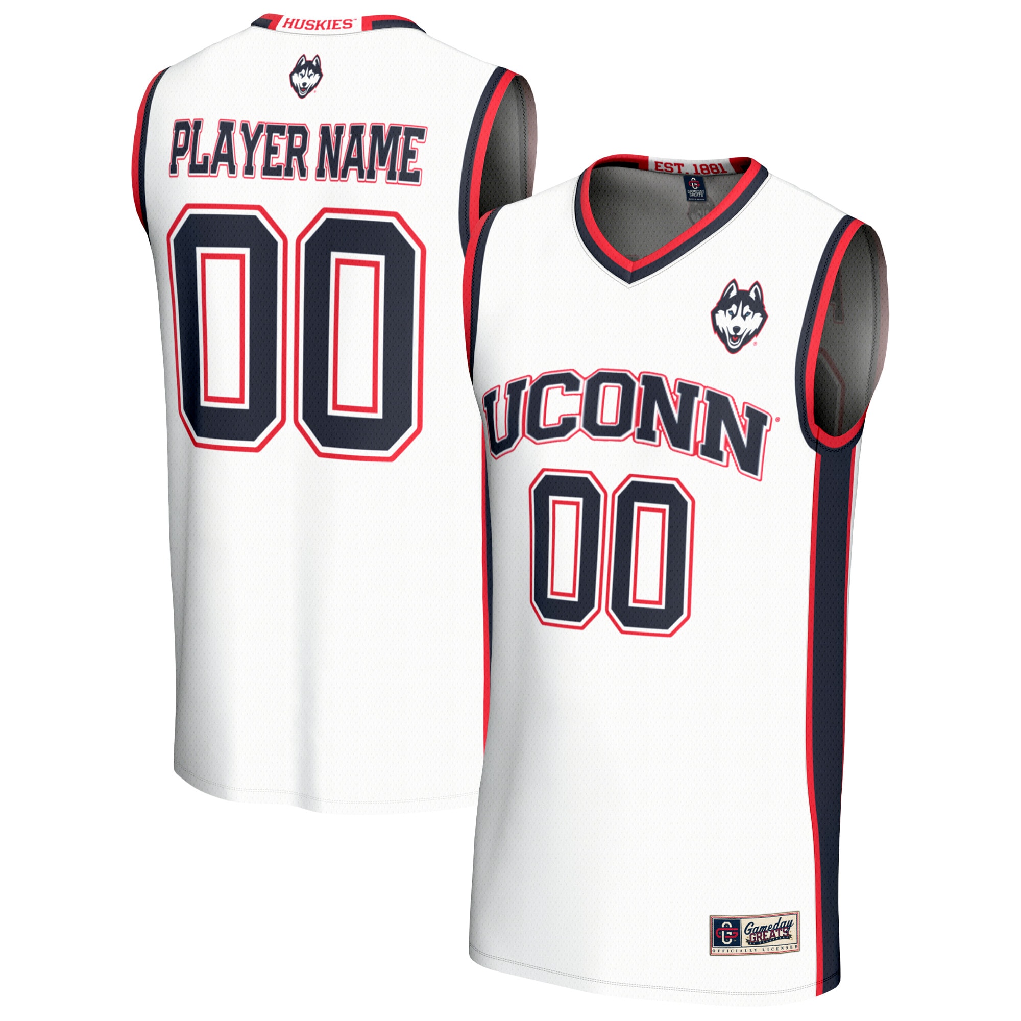 [DDG] UConn Huskies GameDay Greats Youth Lightweight Collegiate Women's Basketball NIL Pick-A-Player Fashion Jersey - White