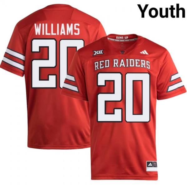 Texas Tech Red Raiders #20 J'Koby Williams Youth Stitch Jersey - Red