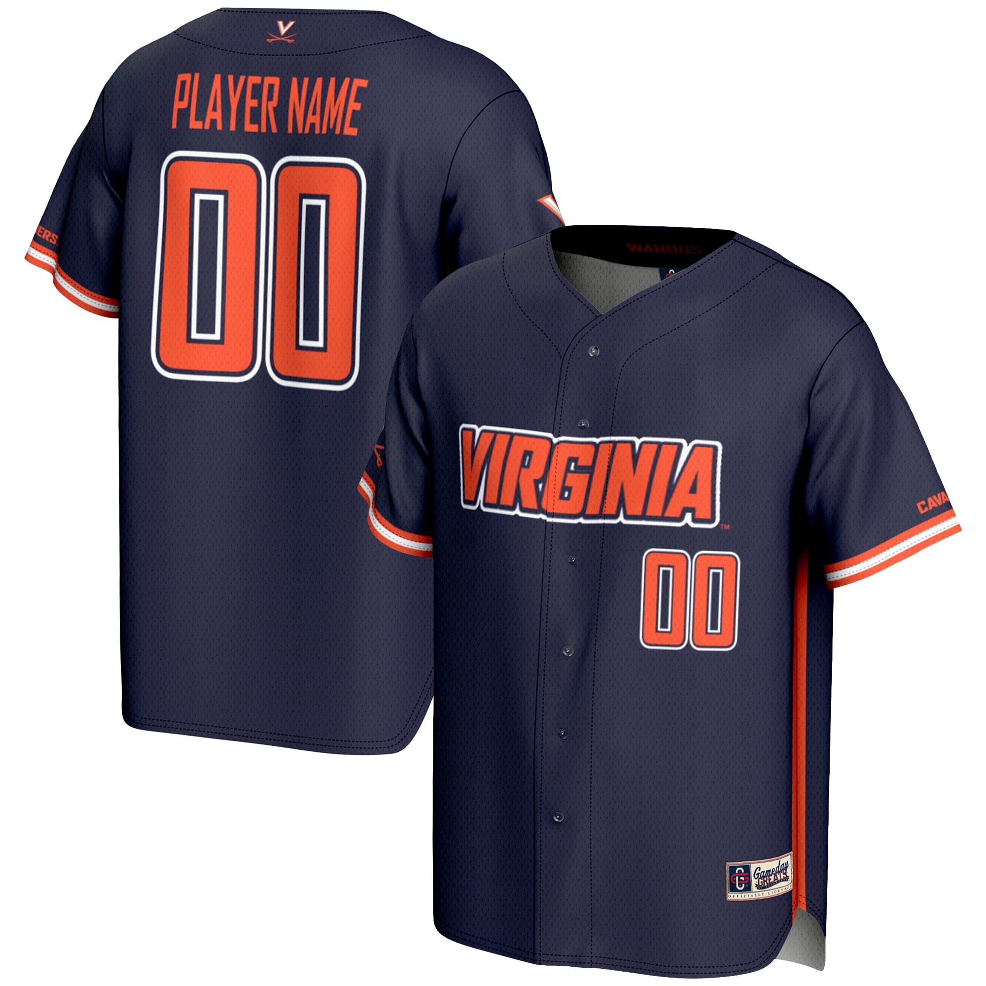 [NJP] Virginia Cavaliers GameDay Greats Youth NIL Pick-A-Player Lightweight Baseball Jersey - Navy