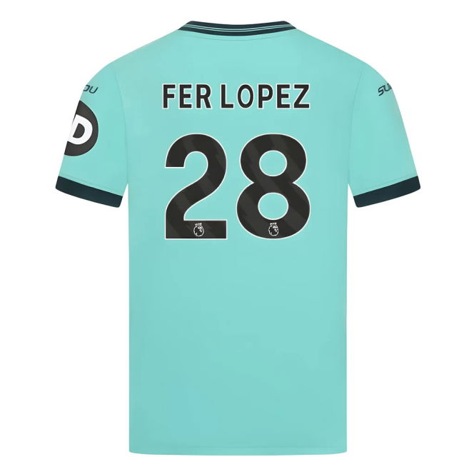 Kids Professional Style Wolves Away Pro Shirt 2025-2026 (Fer Lopez 28)