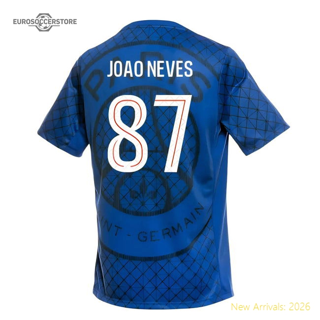 Professional-Grade 2025-2026 Psg Academy Pro Home Pre Match Shirt (Royal) (Joao Neves