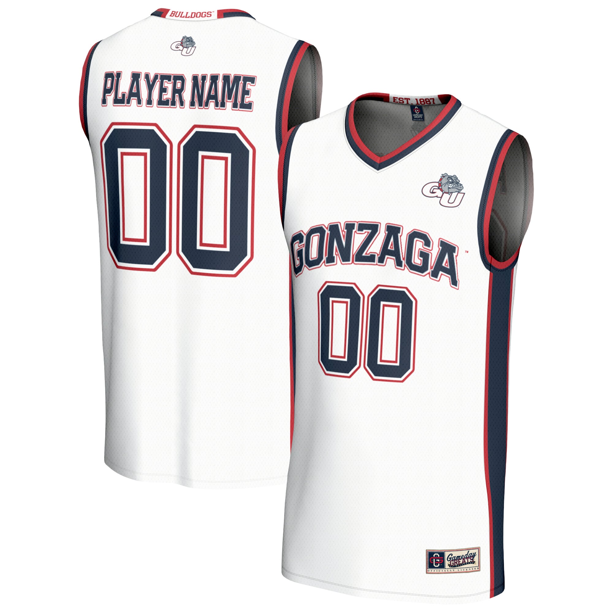 Gonzaga Bulldogs GameDay Greats Unisex Lightweight Collegiate Women's Basketball NIL Pick-A-Player Fashion Jersey - White