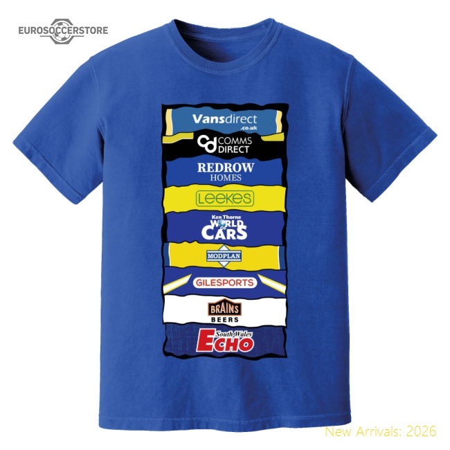Cardiff Sponsor History T-shirt (blue) - Premium Quality