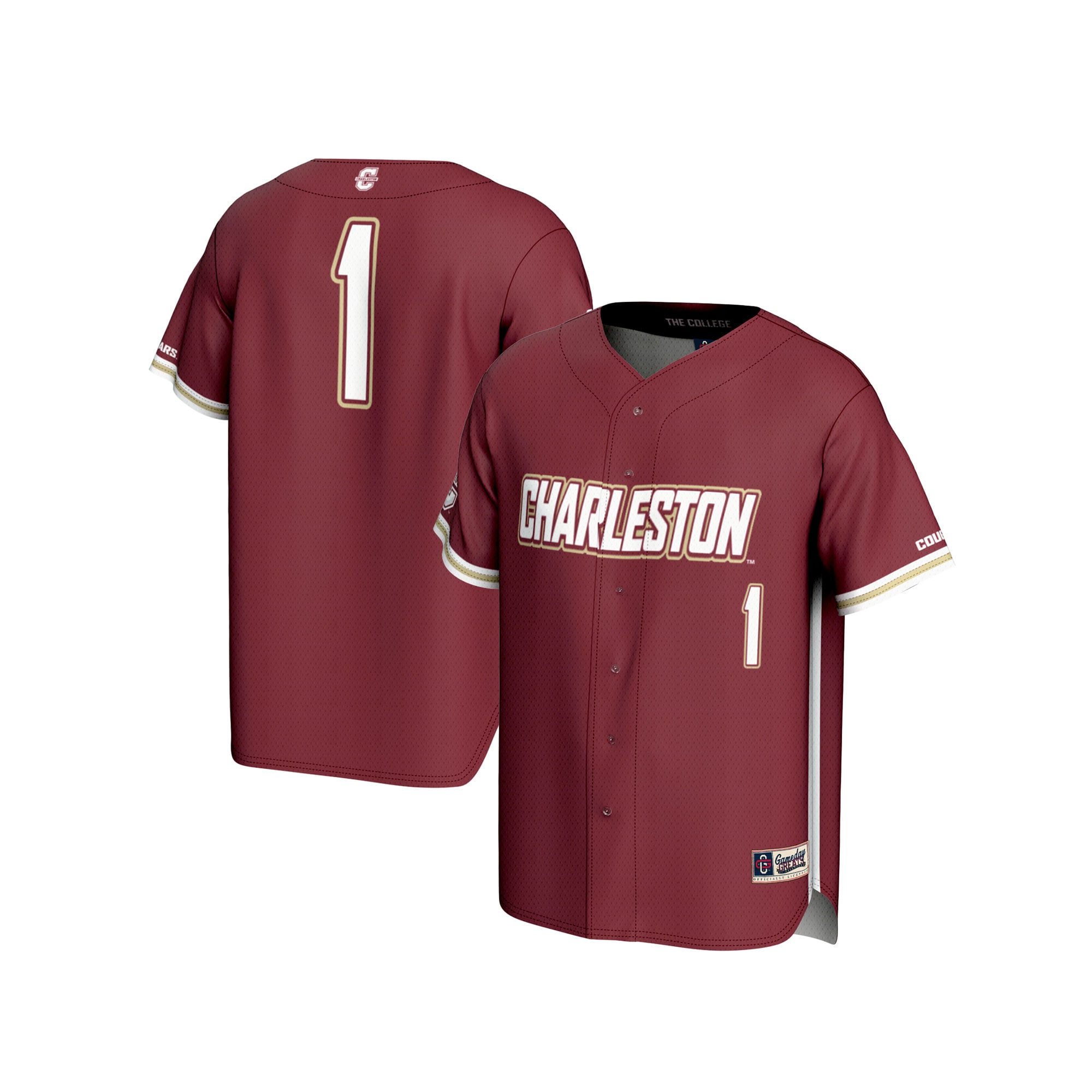 [NJP] Charleston Cougars GameDay Greats Unisex Lightweight Baseball Fashion Jersey - Maroon