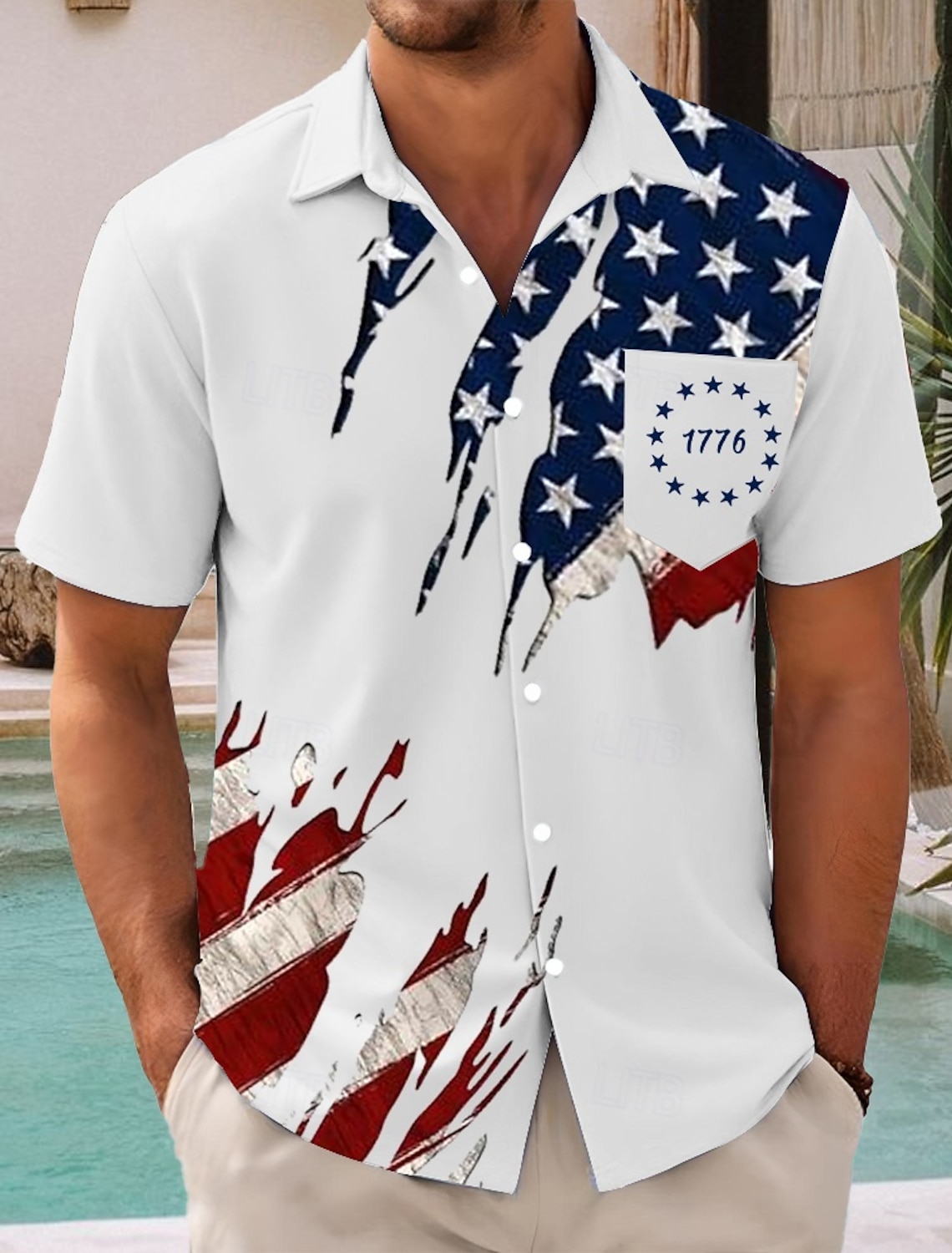 Men's 4th of July U.S. 250th Anniversary Eagle US Flag Shirt Button Up Shirt Short Sleeve Vintage Retro Outdoor Holiday Summer Spring Turndown 3D Print Collared Shirts White 1 White White 2