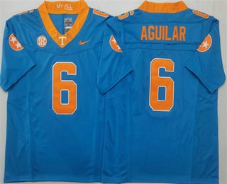Men's None Blue 2024 premium Joey Aguilar #6 game day Jersey