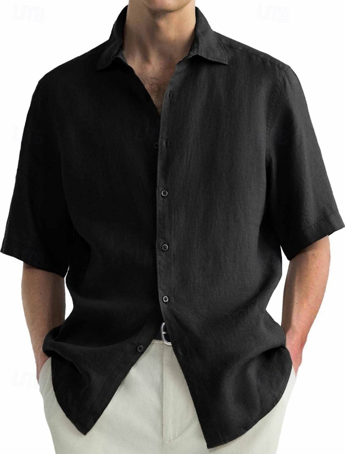 Men's Shirt Casual 100% Cotton Acid Wash Black White Light Green Pink