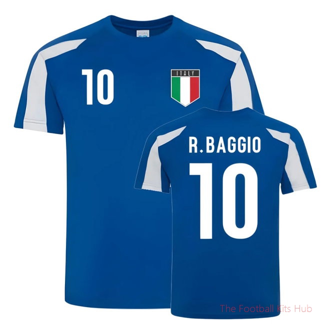 Roberto Baggio Italy Sports Training Jersey (Blue-White)