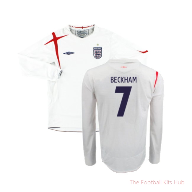 England 2005-07 Home Long Sleeve Shirt (XL) (Very Good) (BECKHAM 7)