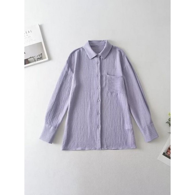 Drop Shoulder Semi Sheer Pocket Shirt BM5533