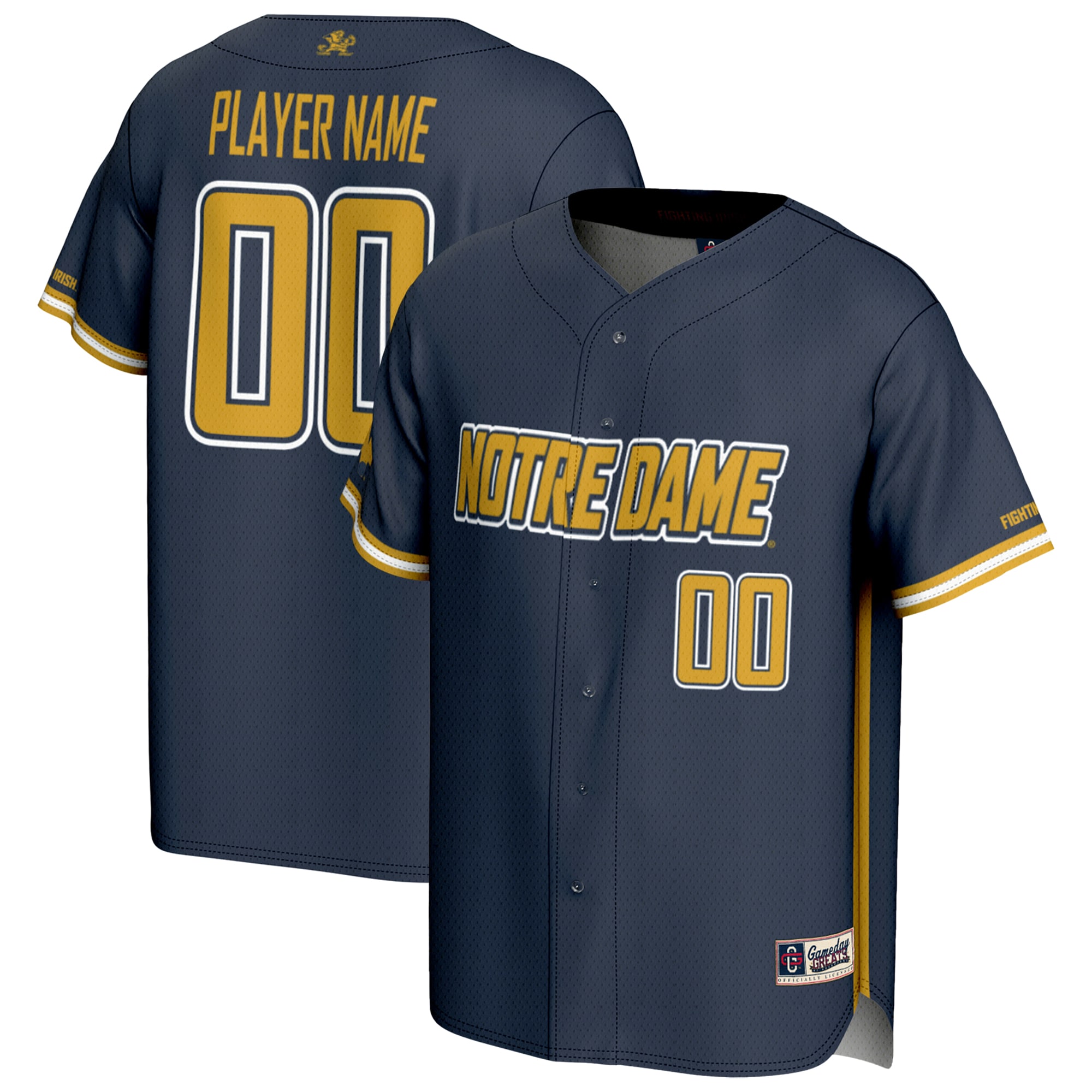 [NJP] Notre Dame Fighting Irish GameDay Greats NIL Pick-A-Player Baseball Lightweight Jersey - Navy