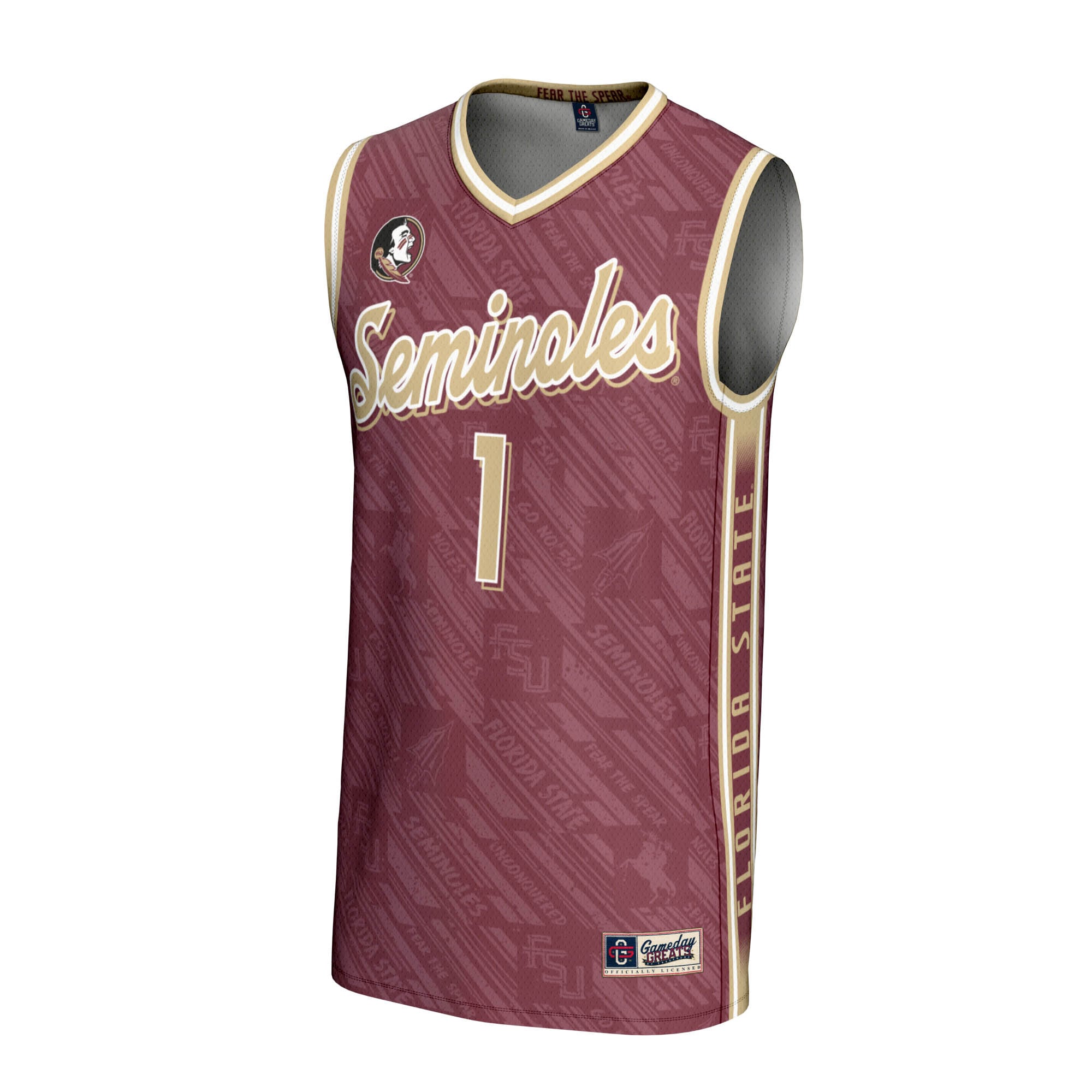 [DDG] Florida State Seminoles GameDay Greats Unisex Lightweight Highlight Print Basketball Jersey - Garnet
