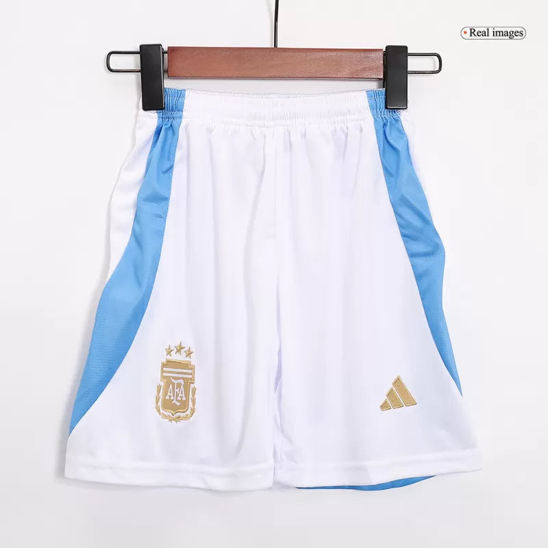 Argentina Home Kids Soccer Jerseys Kit Copa America 2024 Authentic Kit