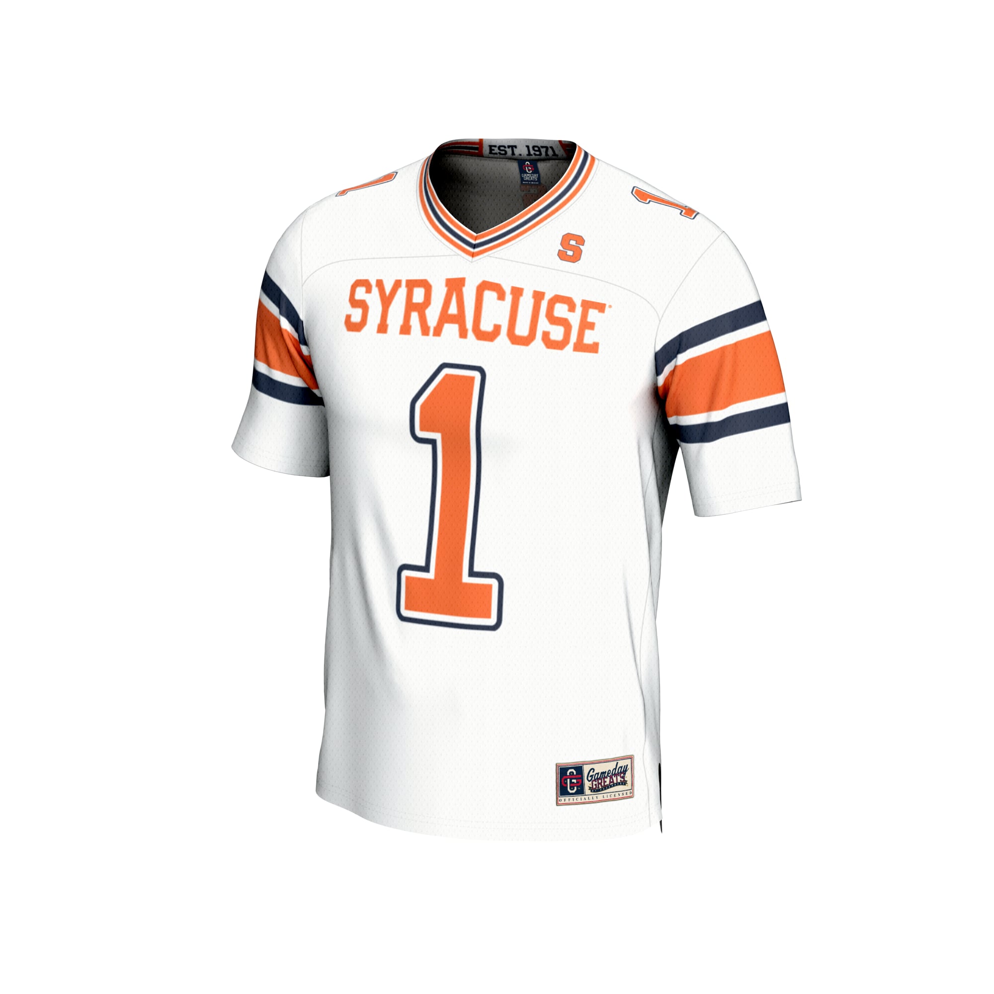 #1 Syracuse Orange GameDay Greats Unisex Lightweight Collegiate Football Fashion Jersey - White