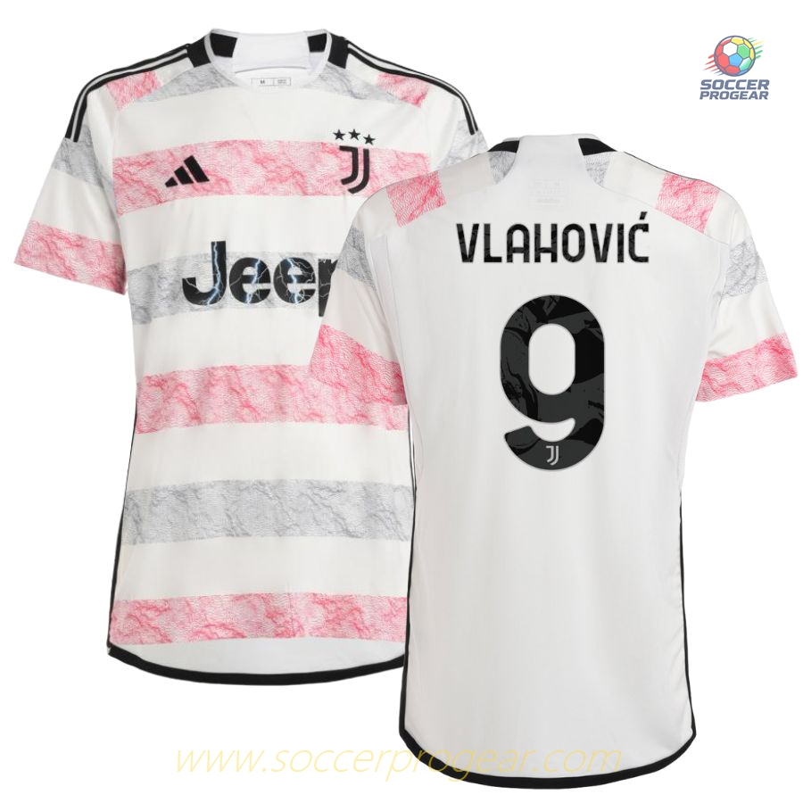 Juventus Away Team Football Shirt 2023 2024 Vlahovic