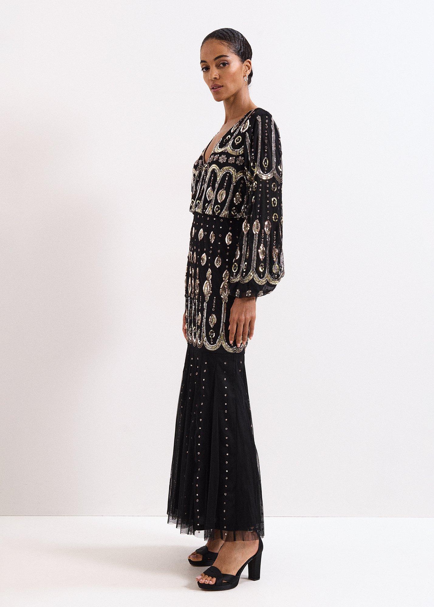Sasha Black Beaded Maxi Dress