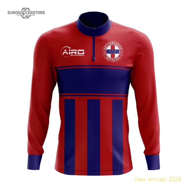 Netherlands Antilles Concept Football Half Zip Midlayer Top (red-blue)