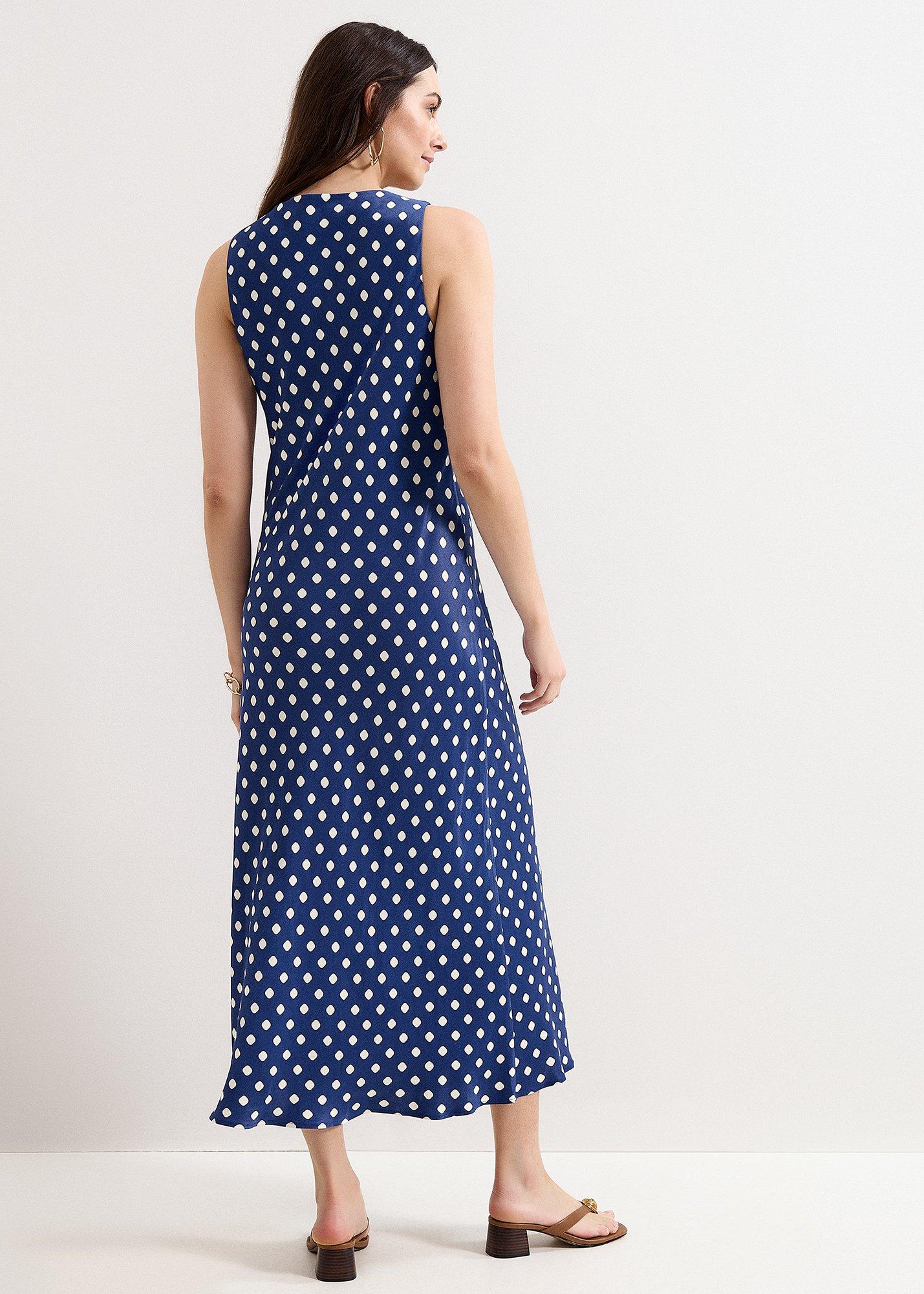 Tina Navy Spot Slip Dress