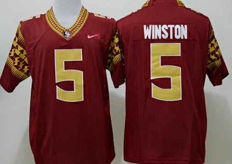 Men's None Red 2014 moisture wicking Jameis Winston #5 home jersey