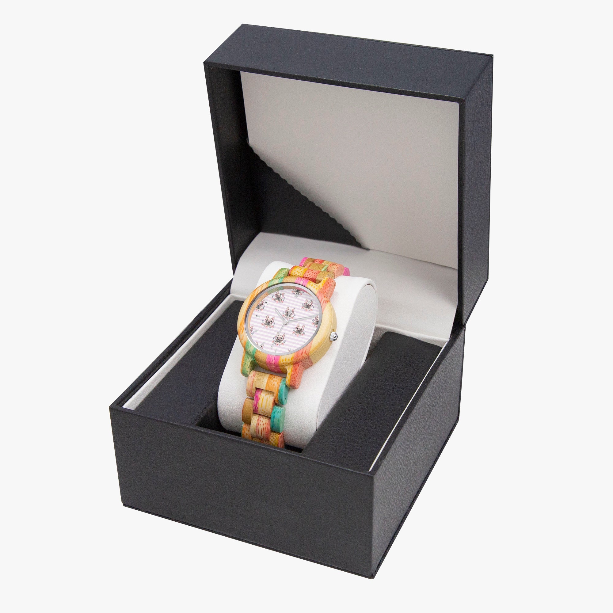 French Bulldog Albert Stylish Wooden Watch For Frenchie Lovers Durable Dog Item