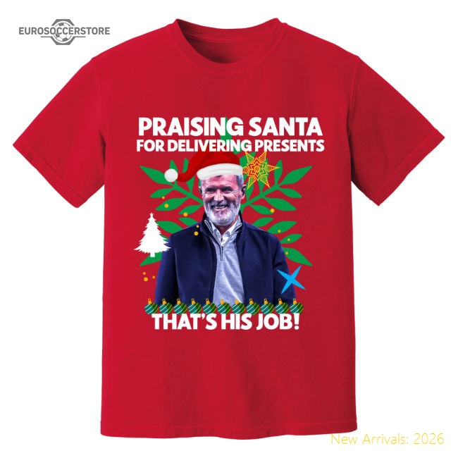 Authentic Elite Performance Roy Keane Christmas T-Shirt Red