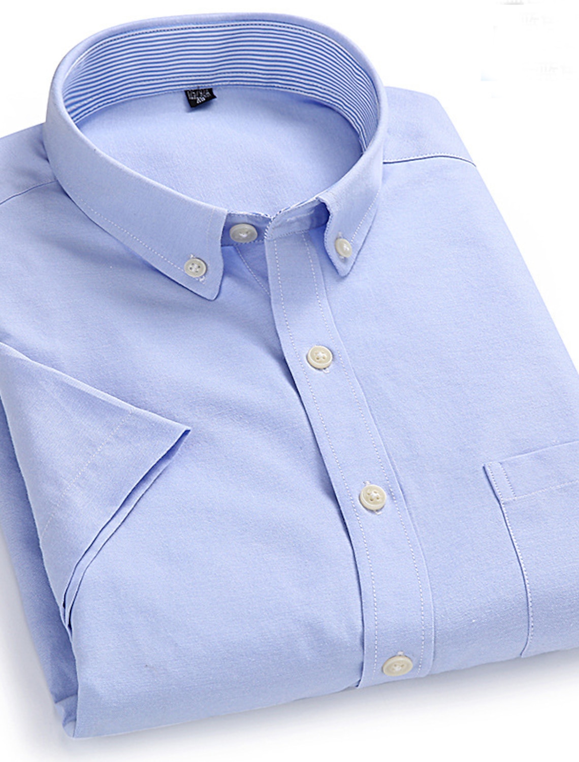 Men's Dress Shirt Button Down Shirt Non Iron Shirt Oxford Shirt Solid / Plain Color Wedding Office & Career Black White Yellow Dark Navy Short Sleeve Shirt Collar Spring & Summer Clothing Apparel