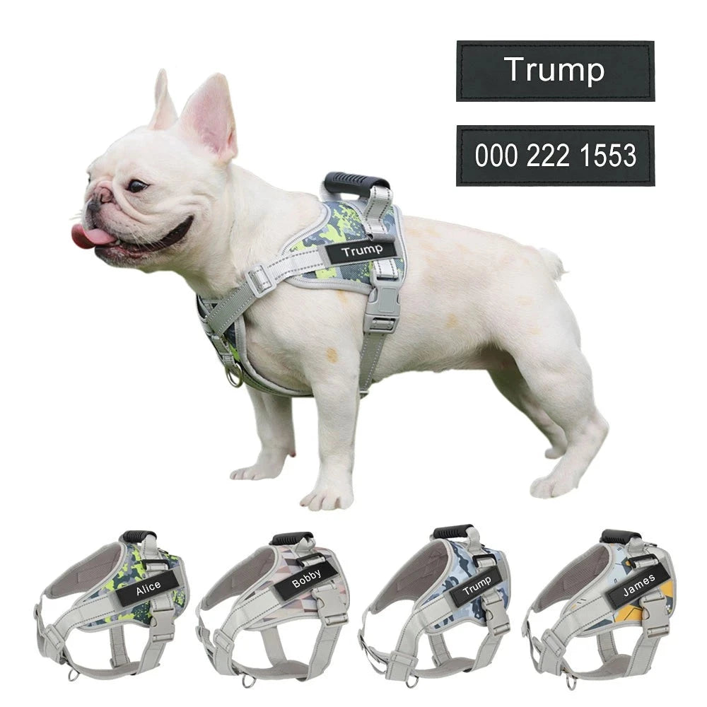 Airflow-Friendly Frenchie Personalized Reflective Adjustable Harness ...