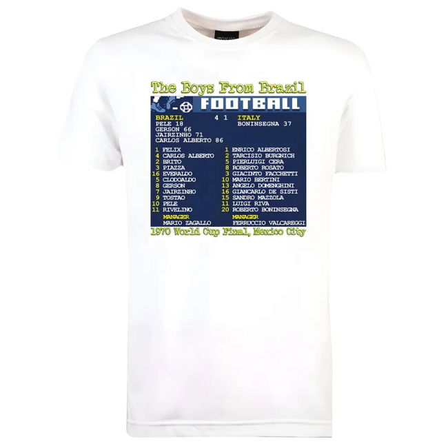 Cup 1970 World Cup Final (Brazil) Retrotext T-Shirt - White