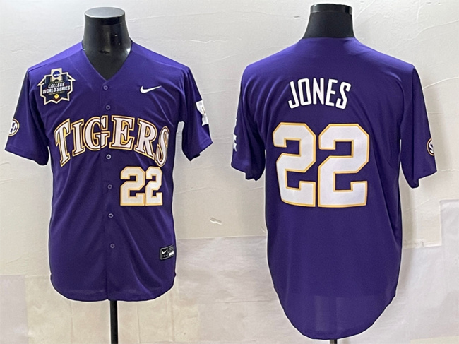 Men's LSU Bayou Bengals Purple 2025 home jersey Jared Jones #22
