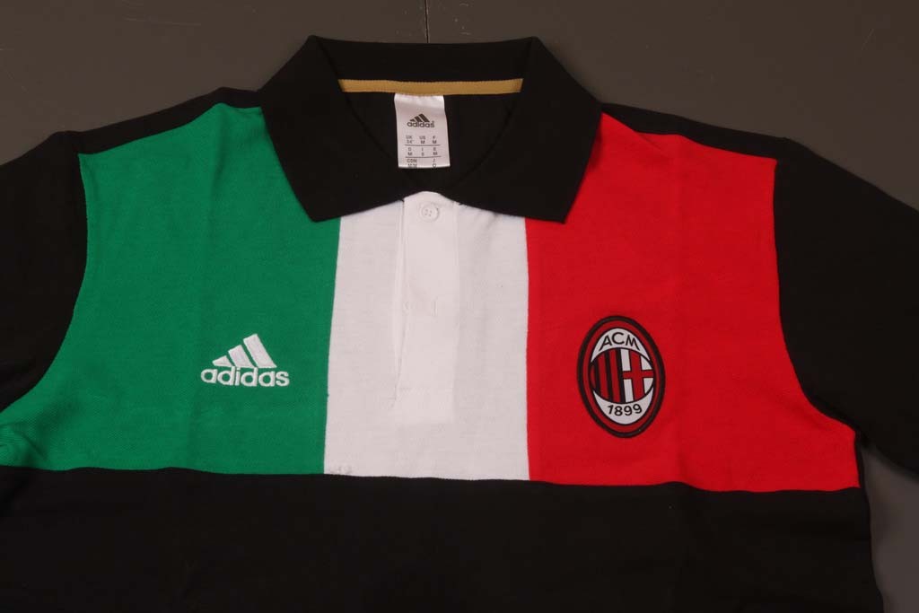 Lightweight 2014 AC Milan Black Short Sleeve Polo T-Shirt