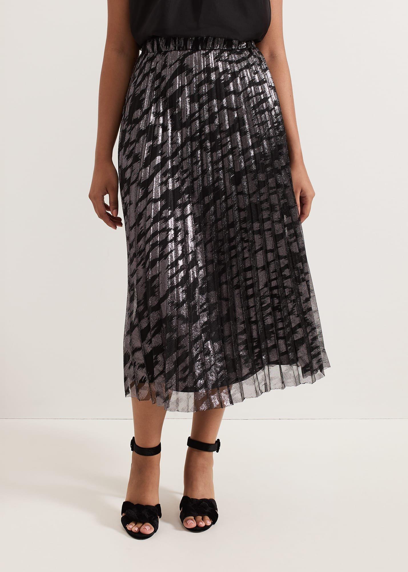 Petite Zoe Metallic Pleated Skirt