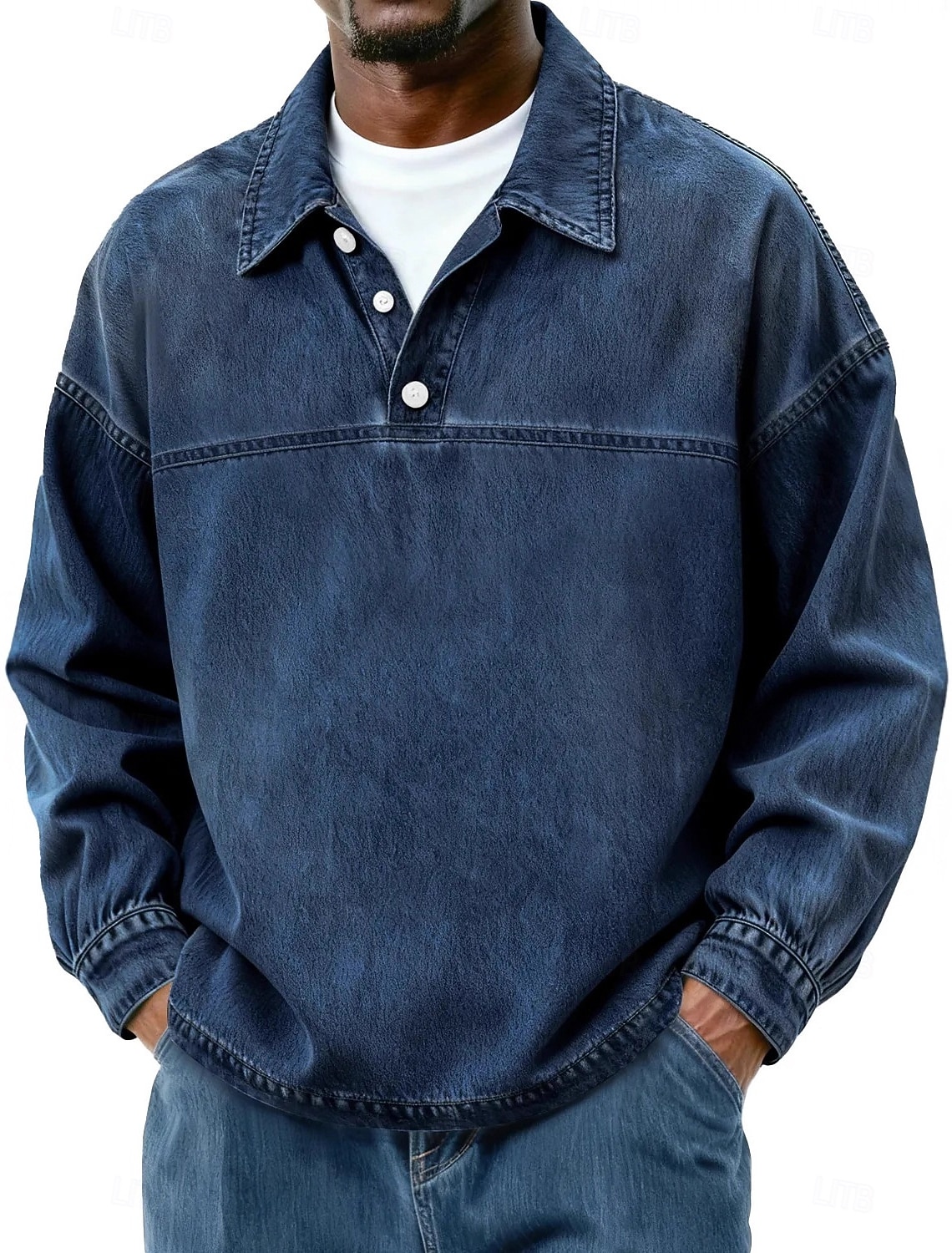 Men's Cotton Polo Shirt Casual Vacation Classic Long Sleeve Fashion