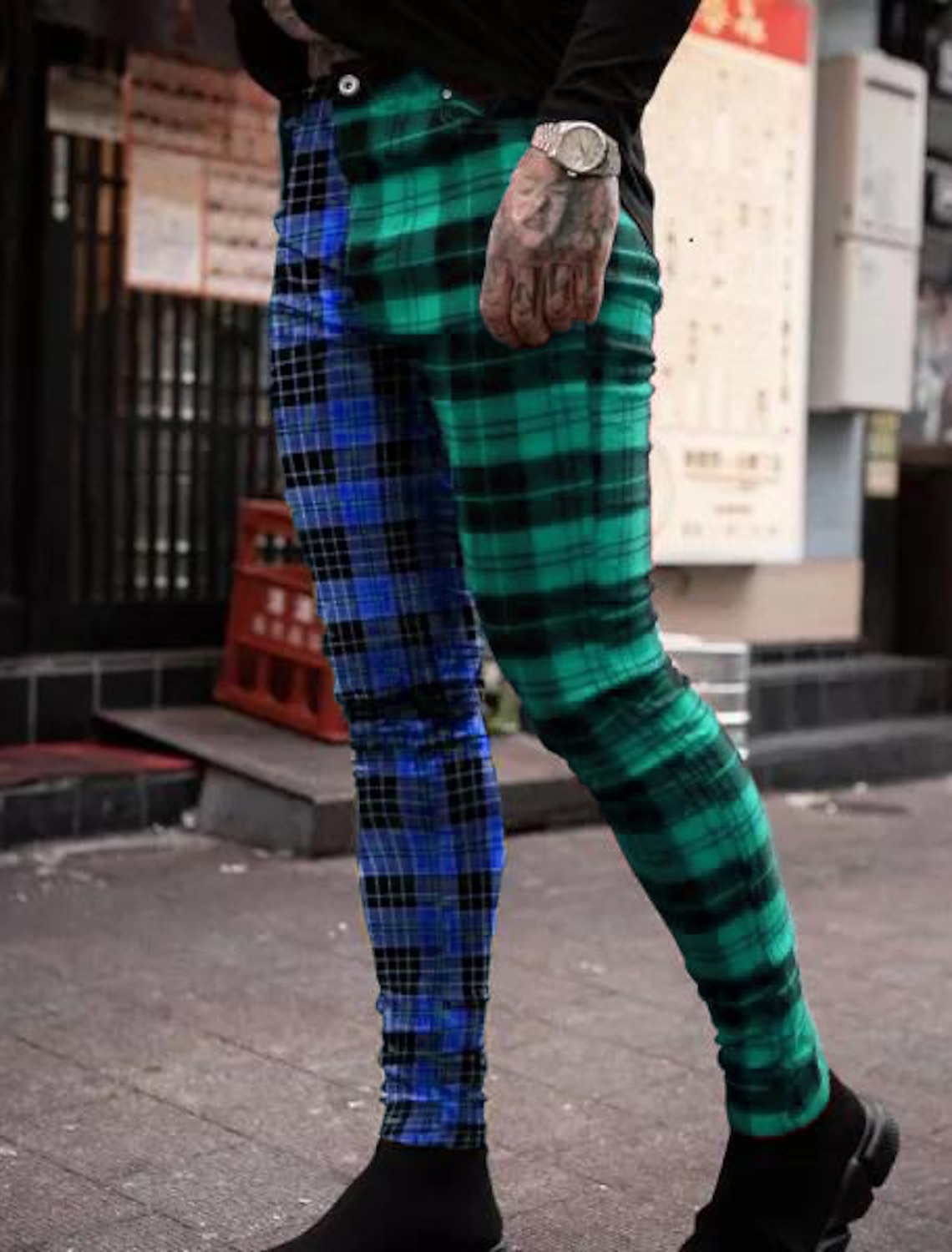 Men's Trousers Chinos Slacks Jogger Pants Plaid Dress Pants Plaid Checkered Comfort Soft Office Business Streetwear Smart Casual Red Purple Inelastic