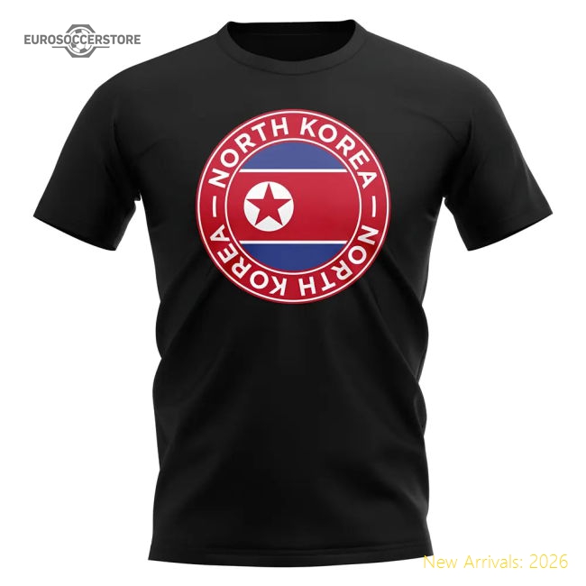 High-quality North Korea Football Badge T-shirt (black)