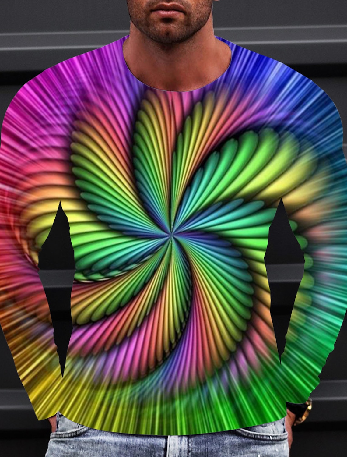 Men's Graphic Gradient Metallic Shirt T Shirt Long Sleeve T shirt 3D Print Crew Neck Shirt Vintage Fashion Designer Daily Outdoor Sports Blue 1 2 Spring & Fall Clothing Apparel S M L XL 2XL 3XL 4XL
