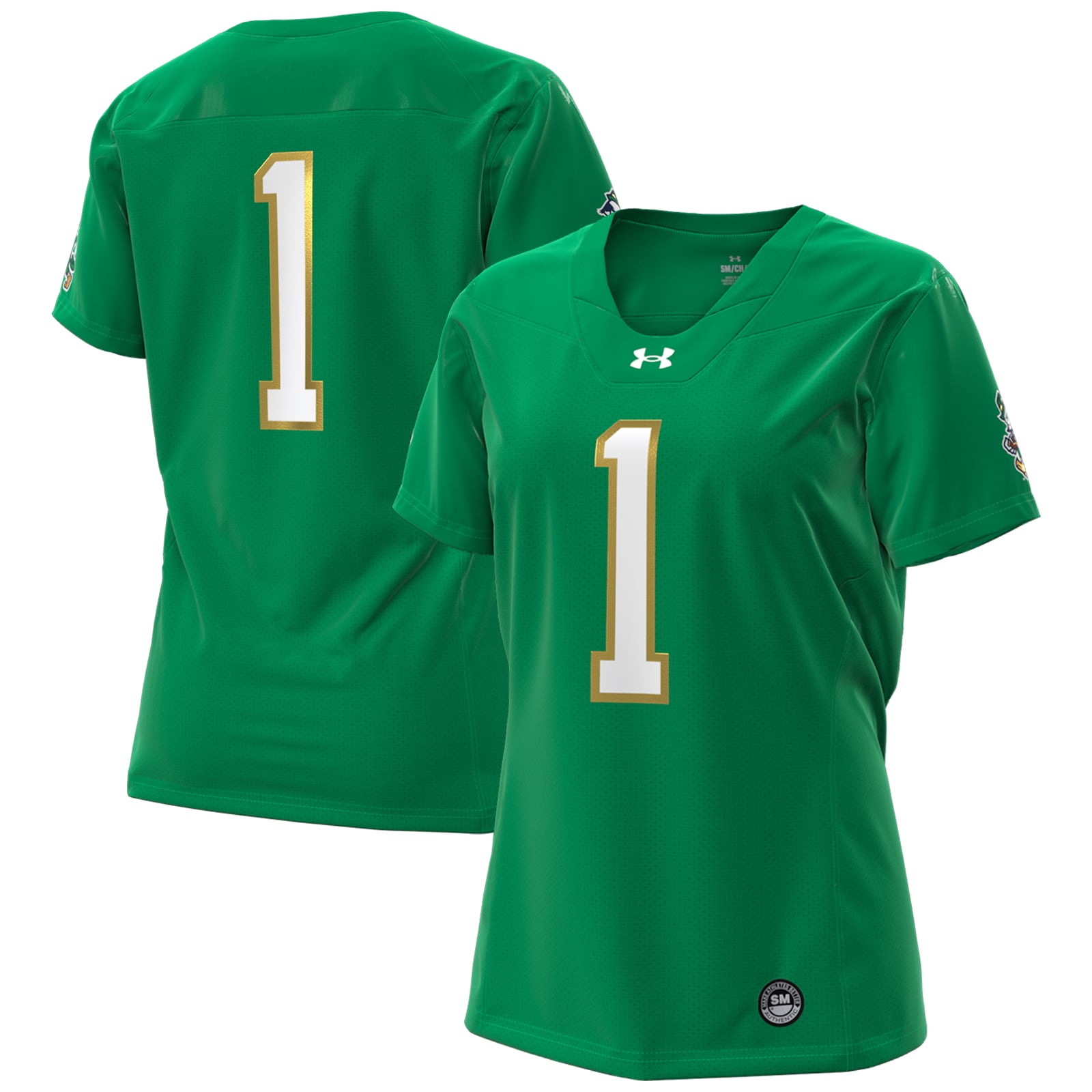 Women's #1 Kelly Green Notre Dame Fighting Irish Irish Wear Green Collection Football Jersey